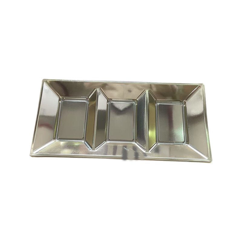 Plateau snack 3 grilles en plastique argenté