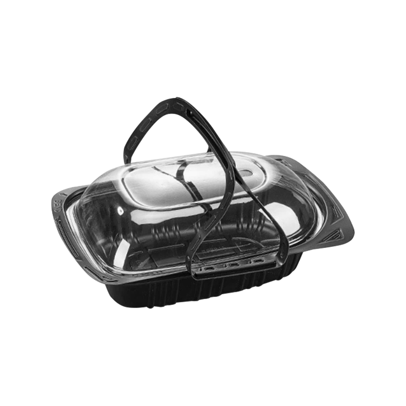 Récipient jetable en plastique pour poulet rôti à la main