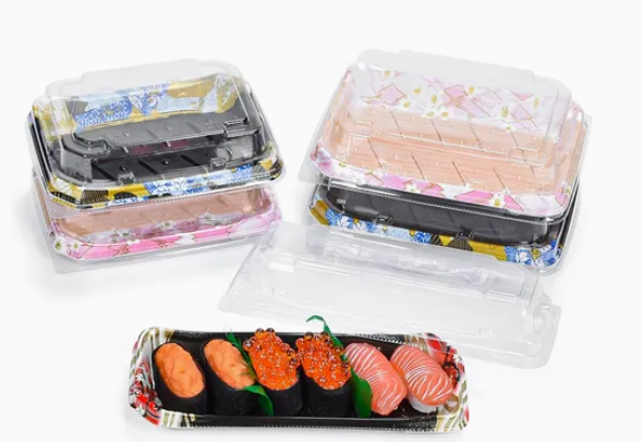 Boîte de plateau de nourriture à sushi en plastique jetable 