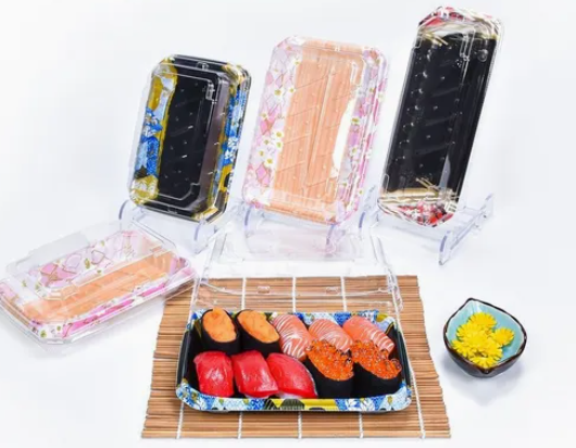 Boîte de plateau de nourriture à sushi en plastique jetable 