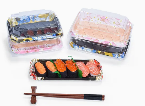 Boîte de plateau de nourriture à sushi en plastique jetable 