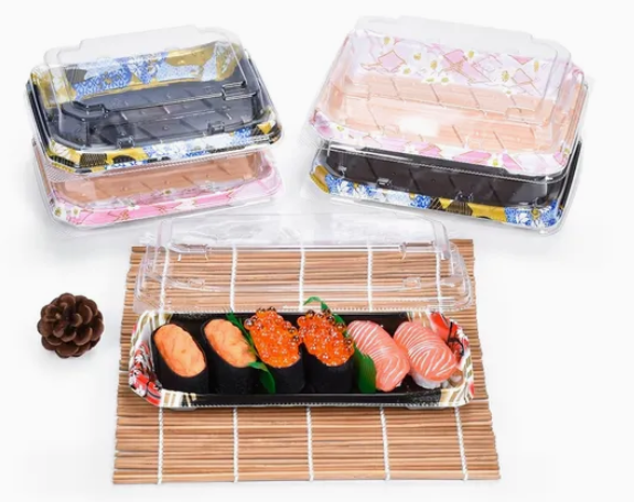 Boîte de plateau de nourriture à sushi en plastique jetable 