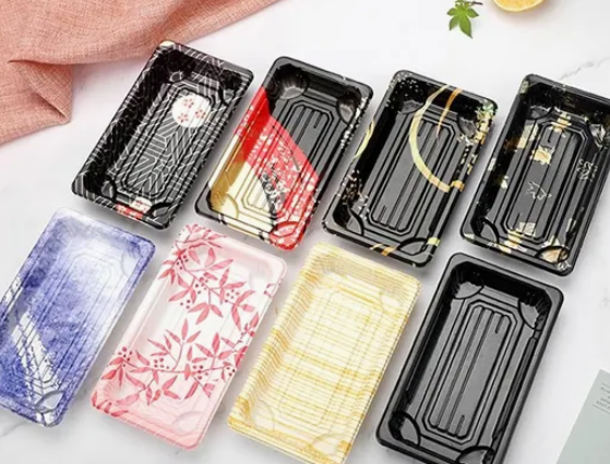 Boîte de plateau de nourriture à sushi en plastique jetable 