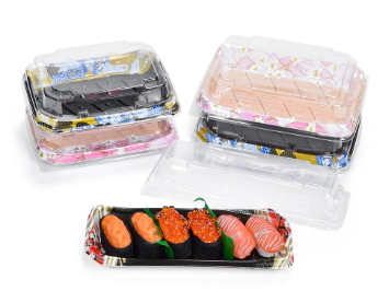 Boîte de plateau de nourriture à sushi en plastique jetable 